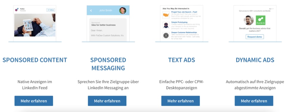 Die LinkedIn Ads Format-Auswahl ist vielseitig und unterstützt Sie ihre Zielgruppe richtig anzusprechen.