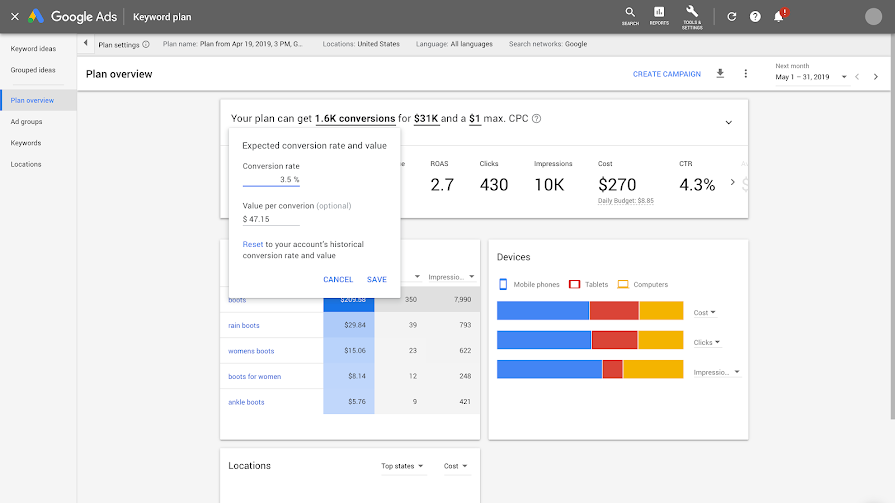 Nutzen Sie den Google Keyword Planner, um geeignete und aktuelle Keywords zu verwenden.