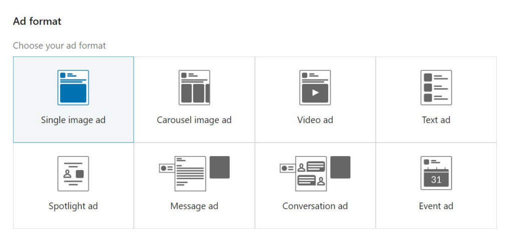 Sprechen Sie mit den passenden LinkedIn-Ads-Format Ihre Zielgruppe an.