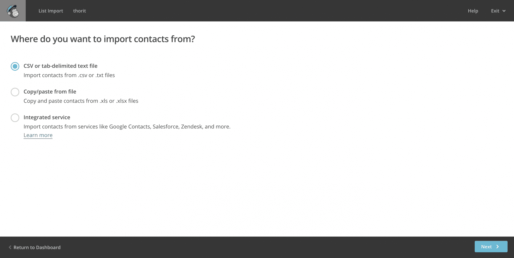 Mailchimp User Import