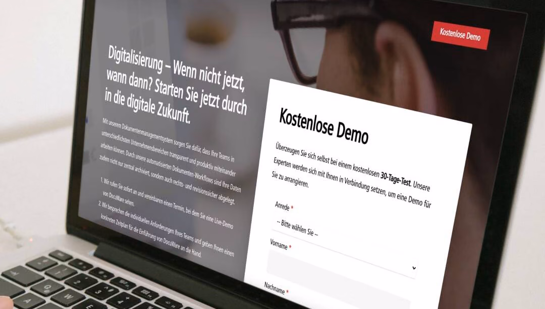 A Ricoh demo form open on a laptop.
